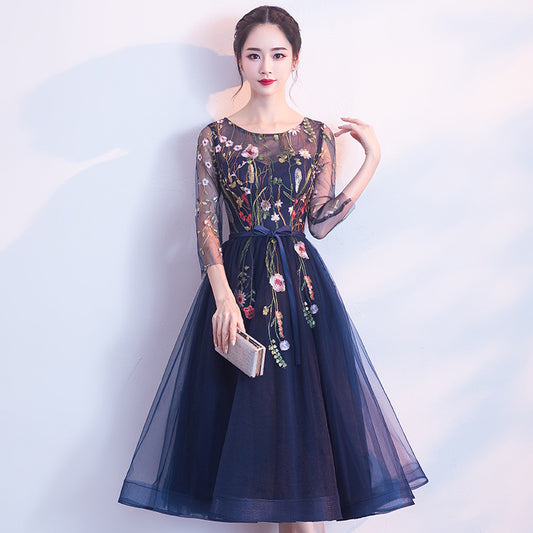 Banquet Evening Dress 040 New Fashion Elegant Dress for Women Small Dress Dress for Women Mid-Length Evening Dress