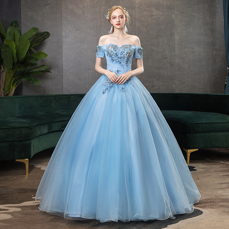 Evening Dress Pettiskirt Host Long Performance Dress Vocal Music Art Test Student Bel Canto Solo Stage Annual Party Dress Female