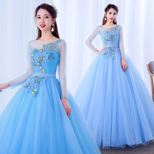 2024 Autumn Host Long Performance Costume Vocal Music Art Test Student Bel Canto Solo Stage Annual Party Dress Female