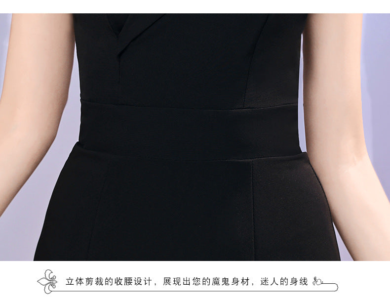 Host Evening Dress Dress Light Luxury Minority One-Shoulder Black Long Dress Fishtail off-the-Shoulder Gown Women