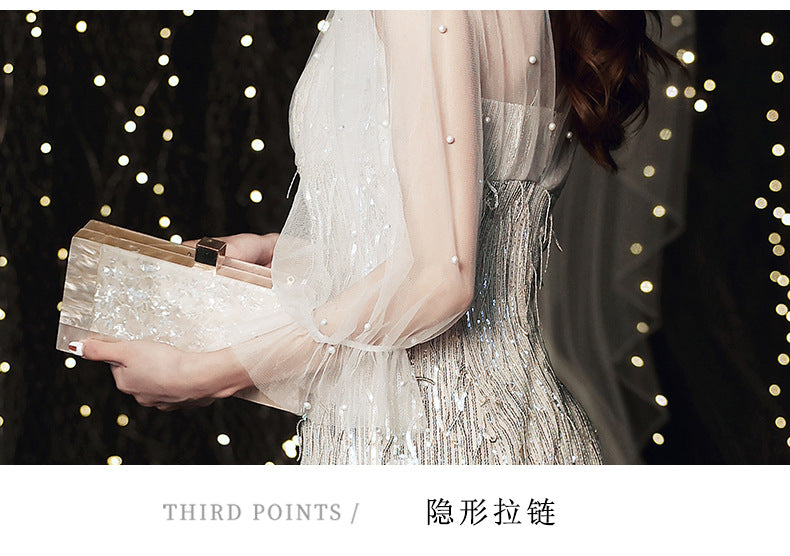 European and American Evening Dress 2024 New Light Luxury Light Luxury Temperament Dress Light Luxury Elegant Top Grade Banquet Dress