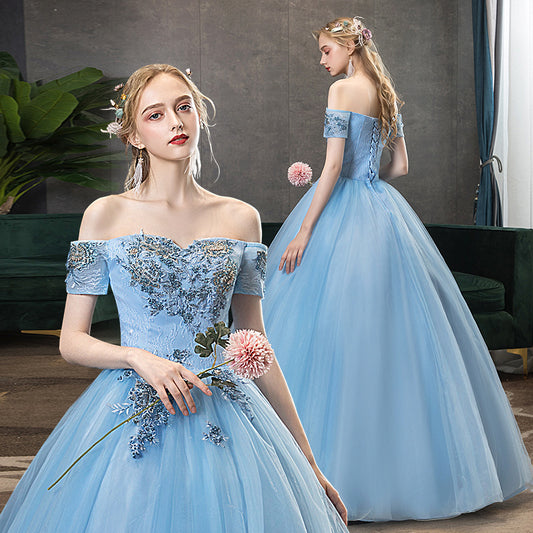 Evening Dress Pettiskirt Host Long Performance Dress Vocal Music Art Test Student Bel Canto Solo Stage Annual Party Dress Female