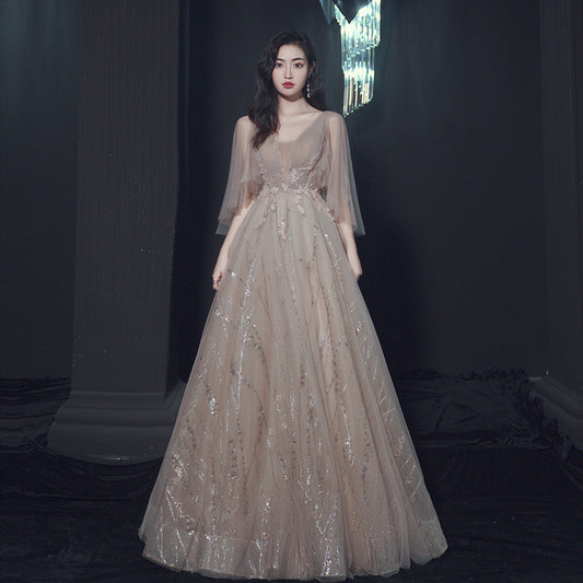Evening Dress 2024 New Elegant Bridesmaid Dress Texture Banquet Dress Socialite Host Annual Party Evening Dress