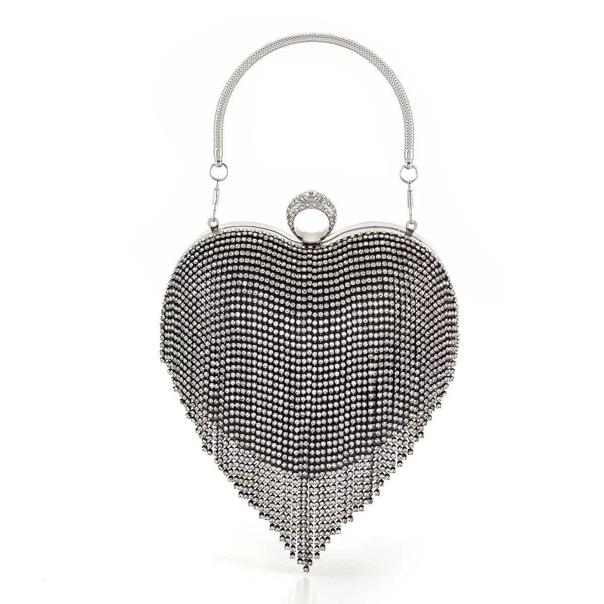 Tassel Bag Wedding Dinner Bag Rhinestone Heart Bag Fashion Diamond Ladies Banquet Crossbody Dress Handbag H88203