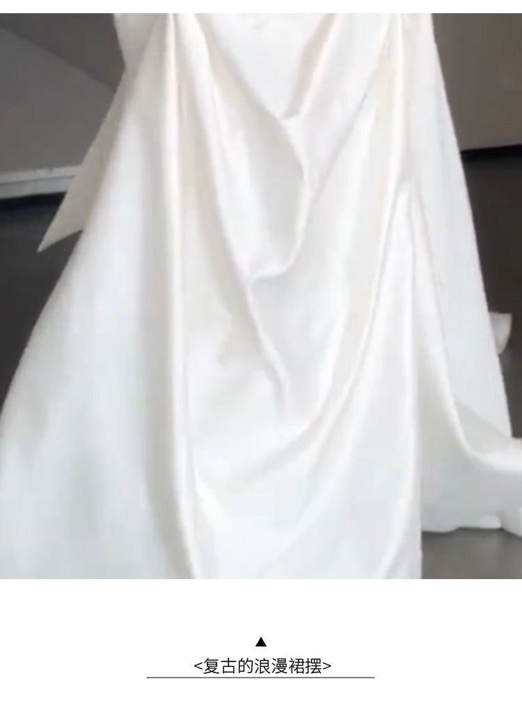 French Style Advanced Texture Tube Top Satin Fishtail Light Wedding Dress Bride 2024 New Arrival Little Man Go out Main Welcome Dress