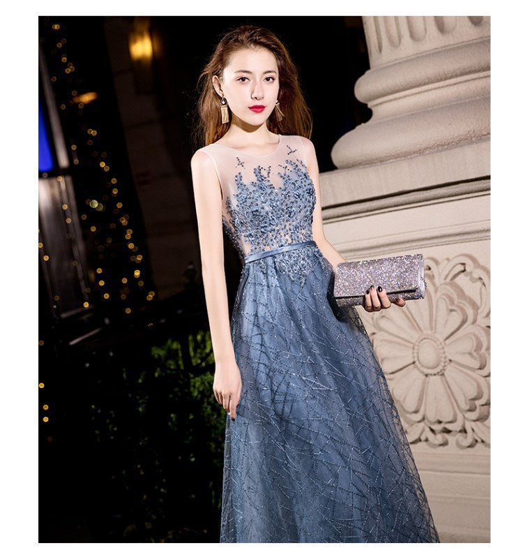 Elegant Evening Dress Women's 2024 Autumn New Annual Meeting Dignified Generous Long Slimming Host Banquet Evening Dress