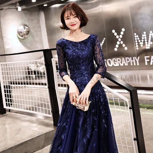 Fall 2024 New Evening Dress Women's Small Slim Student Host People's Congress Choir Anniversary Performance Costume