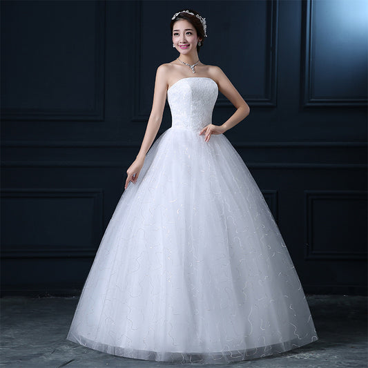 Wedding Dress Korean Style Bridal Tube Top Wedding Dress Slim Fit Slim Fit Tube Top Lace plus Size Wedding Dress