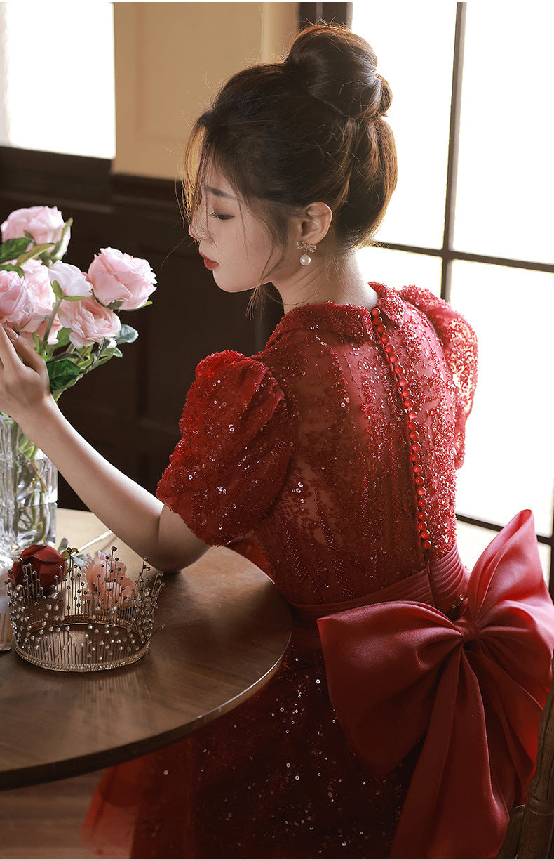 TOAST Clothing Bride Engagement Dress High-End Niche Temperament Red Daily Style Small Family Visiting Shoes Dress