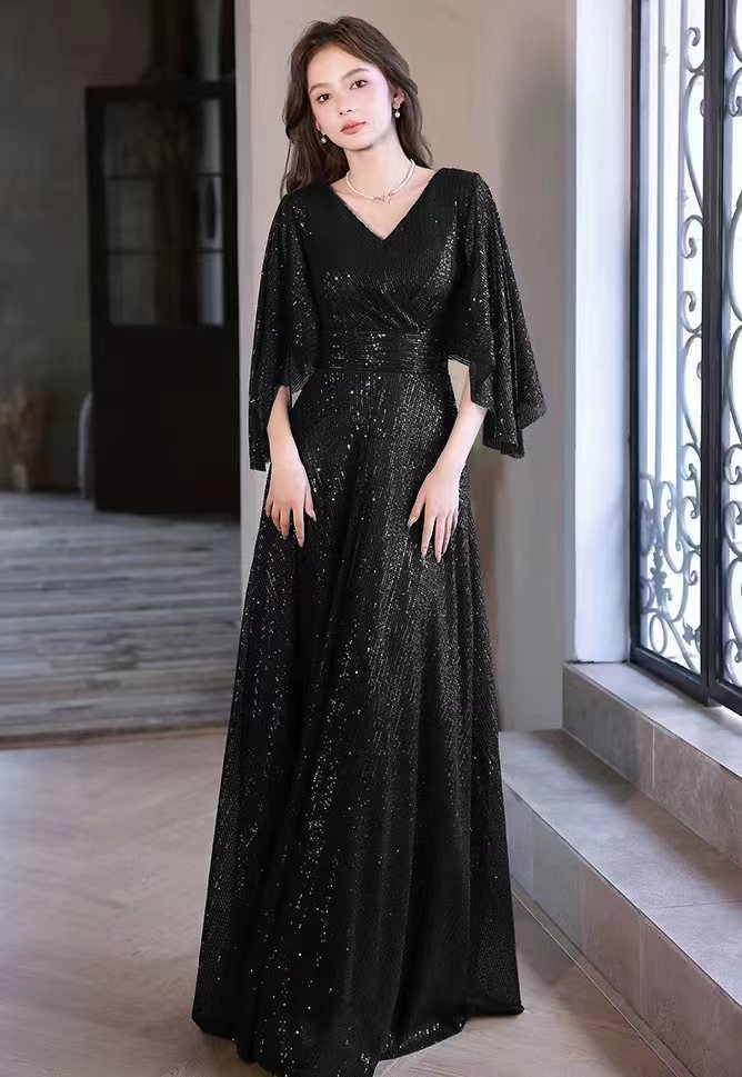 Sequined Evening Dress High-End Affordable Luxury Niche Temperament Adult Ceremony Banquet Annual Meeting Host High Sense Dress Women