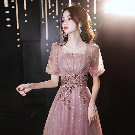 Evening Dress for Women 2024 New Birthday Banquet Temperament Princess Host on the Run Fairy Dress One Piece Dropshipping