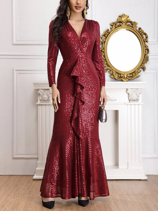 Sequined Evening Dress High-End Affordable Luxury Niche Temperament Adult Ceremony Banquet Annual Meeting Host High Sense Dress Women