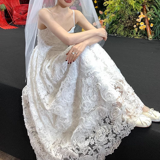 2024 New Heavy Industry Dress Miss Bird Elegant Light Dress Fairy Heavy Craft Embroidered Sling Dress