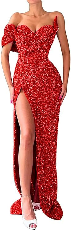 Factory Direct Sales 2024 Spring and Summer New Design One-Shoulder Sequined Deep V Tube Top Evening Dress Fishtail Gown Dress