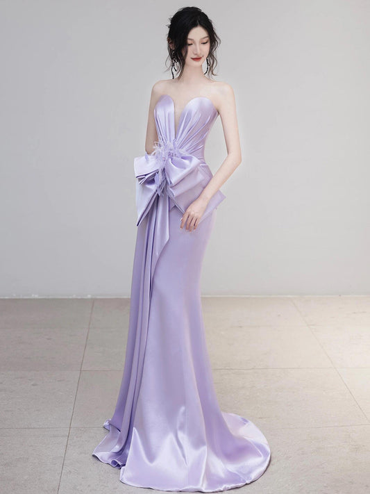 Purple Evening Dress for Women 2024 New Fishbone Sexy Host Dress