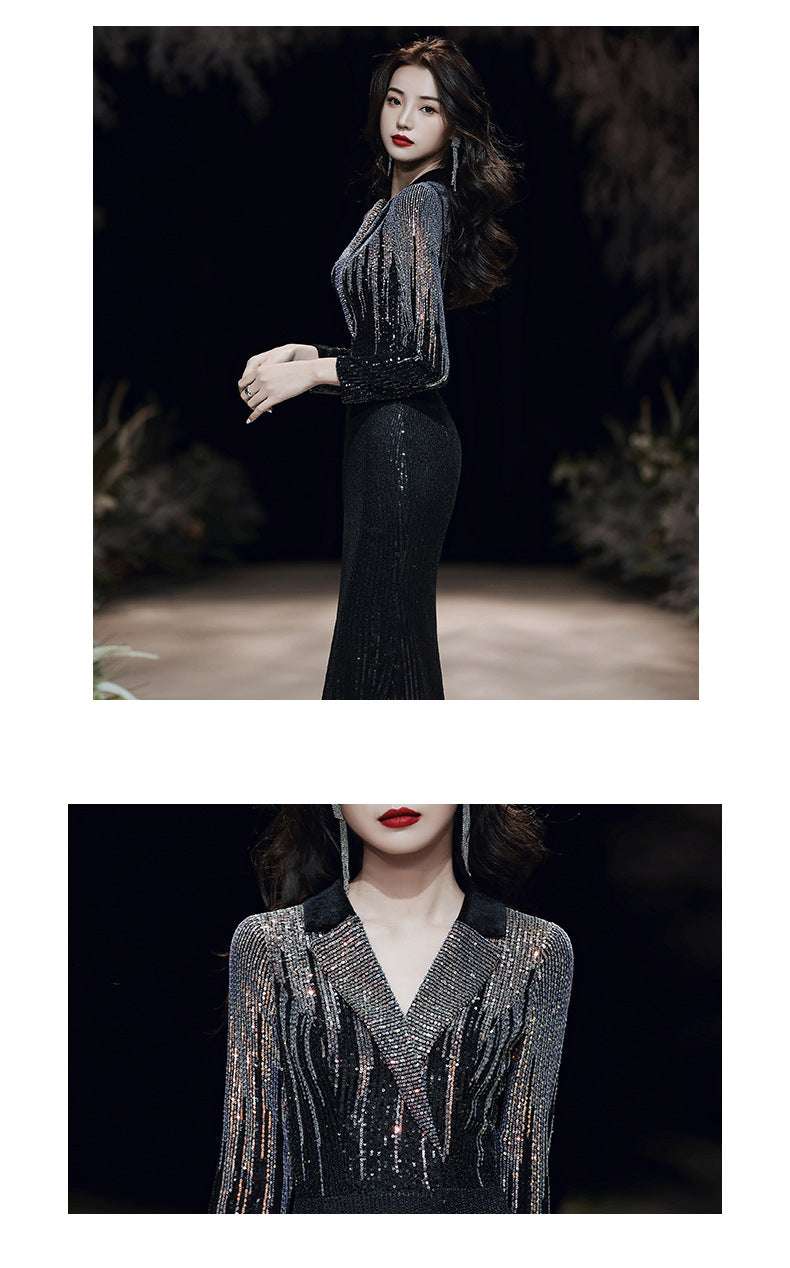 Sexy Elegant Annual Party Dress Banquet Temperament 2022 New Aura Queen Host's Dress Female Summer