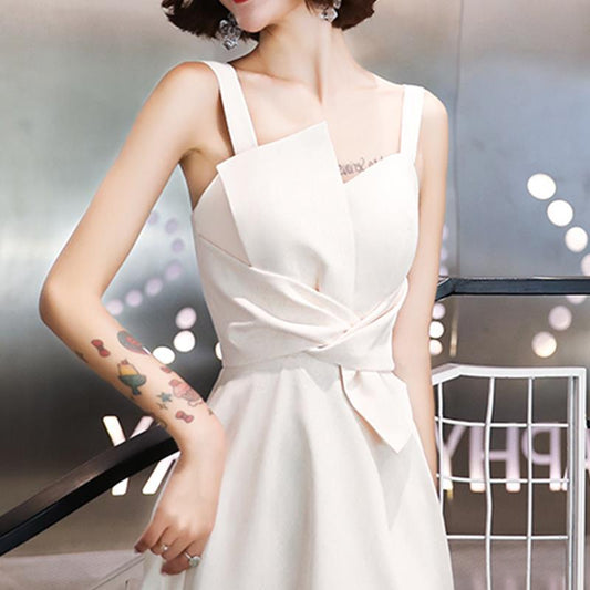 White Evening Dress for Bridesmaids, Suitable for Casual Wear, Light Luxury, Niche High-End, Sophisticated Feel, 18-Year-Old Adult Women's Strap Dress