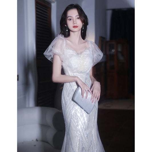 French Evening Dress Women's Banquet 2024 Fairy High-End Affordable Luxury Niche Dinner High-End High Sense Host Adult