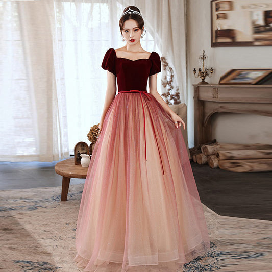 Evening Dress for Women 2024 New Elegant Art Exam Students Light Luxury Minority High-End Banquet Graduation Ceremony Performance Dress