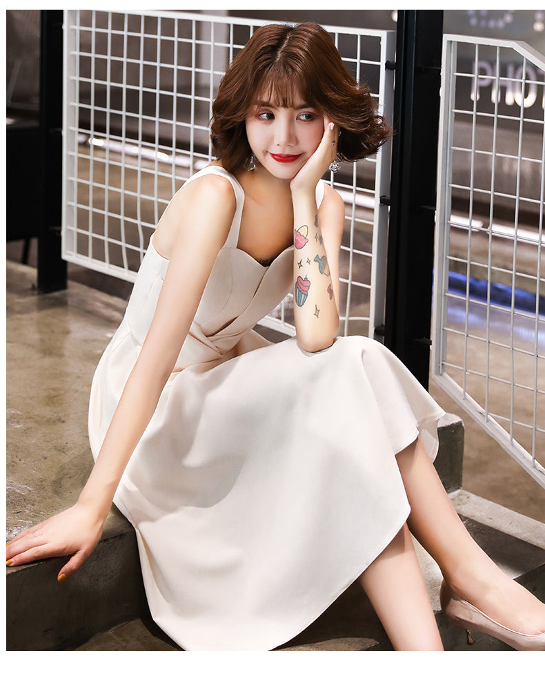 White Evening Dress for Bridesmaids, Suitable for Casual Wear, Light Luxury, Niche High-End, Sophisticated Feel, 18-Year-Old Adult Women's Strap Dress