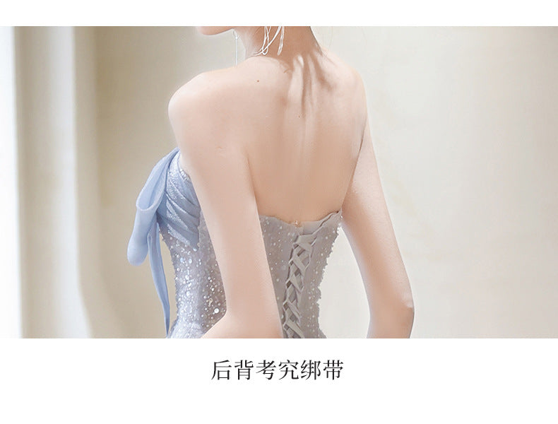 French Evening Dress for Women 2024 New High-End Light Luxury Minority High-End Fairy Banquet Host Adult Dress