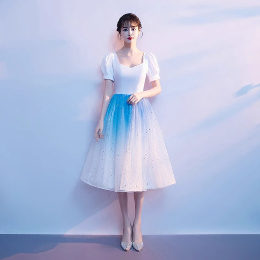 Red Song Choir Performance Dress for Women Modern Adult Banquet Conductor Dress Slim Gradient Color Art Exam Dress Academy Style