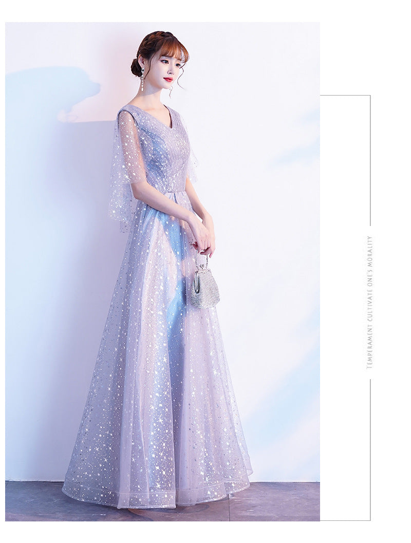 Evening Gown for Women2024New Banquet Host Chorus Costume Dress Fairy Student Long Dress