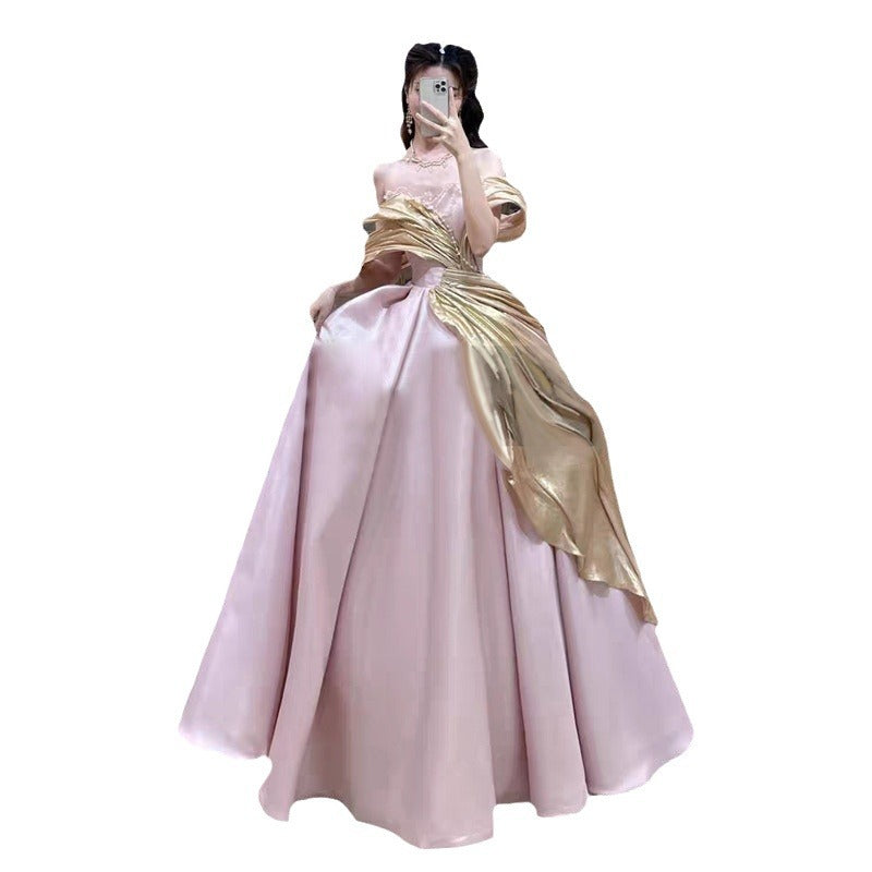 Light Purple Pink French Evening Dress Princess Dress 2024 Fashion Elegant Graceful Dress Adult Ceremony Birthday Pettiskirt