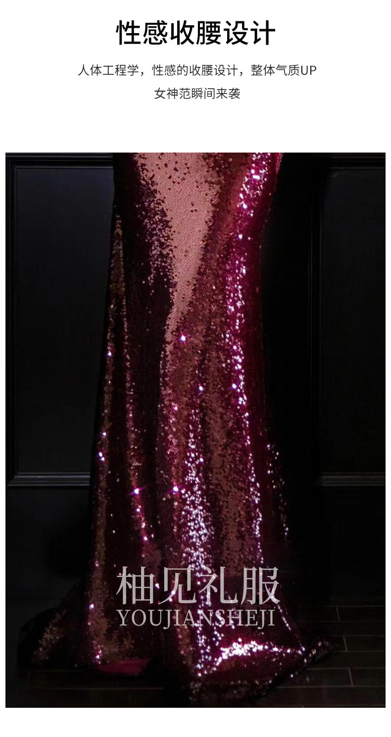 Tube Top Toast Clothing 2024 New High Sense Bride Engagement Formal Dress Fishtail Banquet Temperament Host Evening Dress