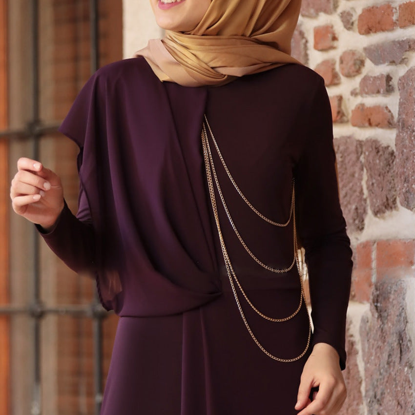 Foreign Trade Loriya Dress Djellaba Women's Clothing Muslim East Dubai Turkey Slim A- line Dress