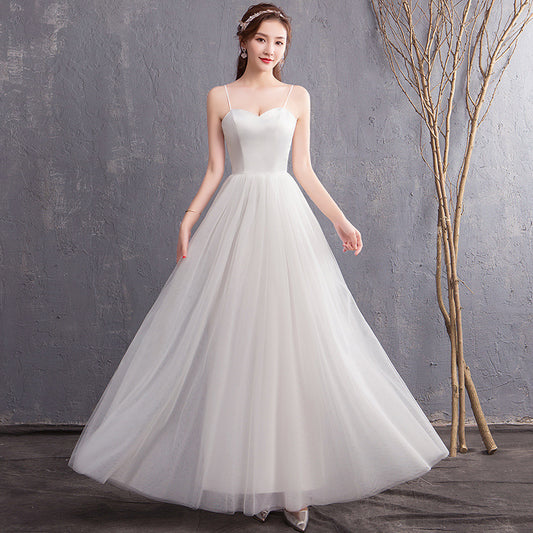 Performance Evening Dress Spring New Wedding Dress Bridesmaid Dress Strap Long Travel Photo Couple Photo Light Wedding Dress