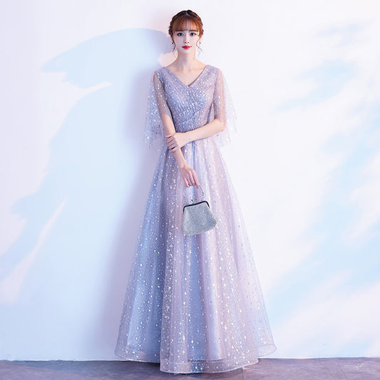 Evening Gown for Women2024New Banquet Host Chorus Costume Dress Fairy Student Long Dress