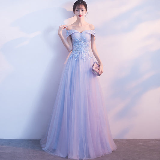 Evening Dress 2024 New Spring off-Shoulder Bridesmaid Dress Engagement Host Fashion Banquet Long Dress Women