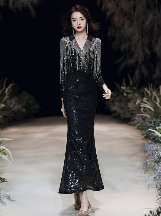 Sexy Elegant Annual Party Dress Banquet Temperament 2022 New Aura Queen Host's Dress Female Summer