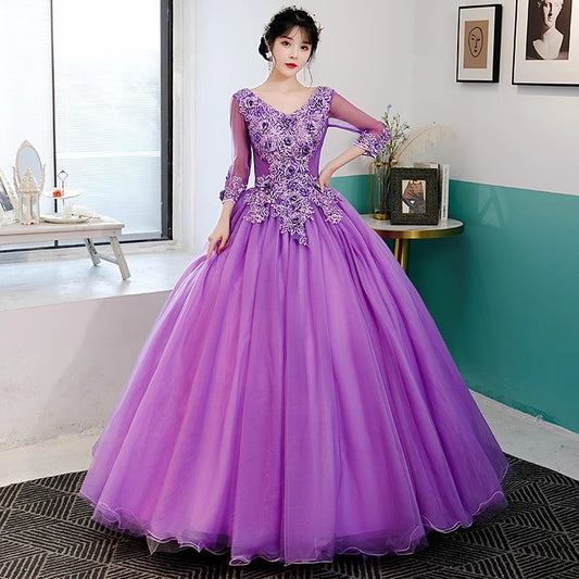 Purple Fairy Colored Mesh 2024 New Bel Canto Solo Student Vocal Music Art Test Long Sleeve Annual Meeting Host Performance Clothes