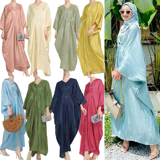 M218#8 Colors into Amazon Cross-Border Women's Clothing Loose Batwing Sleeve Dress Indonesian Malay Dress Middle East Women's Robe