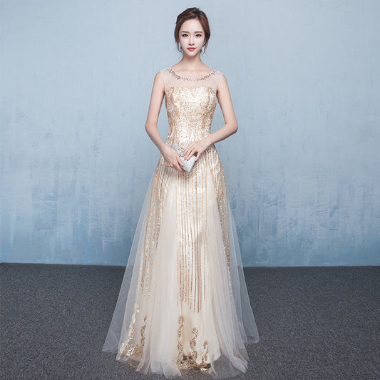 Evening Dress for Women 2024 New Elegant Banquet Sequined Host Socialite Dress Elegant Long Autumn