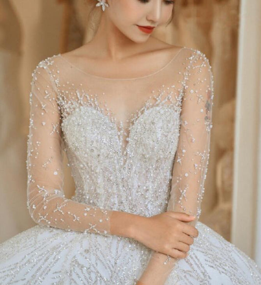 Wedding dress evening dress bride temperament bright retro palace wedding dress big tail luxury sen super fairy dream