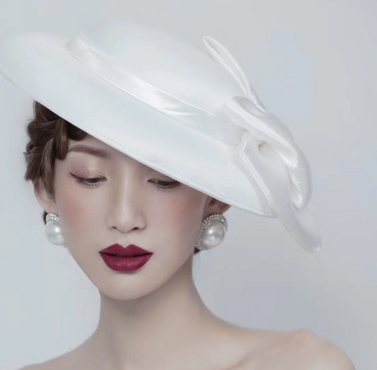 French banquet top hat woman retro British bride wedding dress cheongsam dress hair accessories headdress black and white