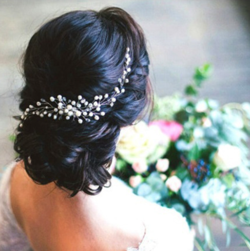 Foreign trade cross-border bride handcrafted pearl hair dressing ornaments copper silver wedding dress accessories headdress