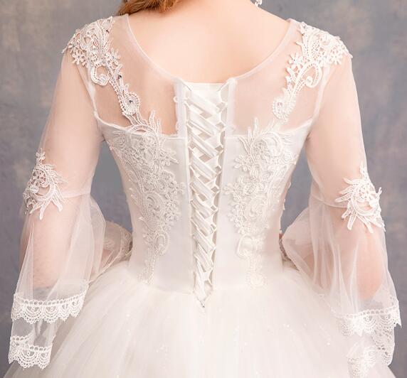 Wedding dress evening dress one-word shoulder sleeve Korean bride wedding yarn neat large size show thin wedding wholesale