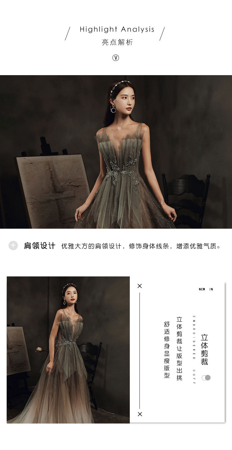 Annual Party Evening Dress 2024 New Autumn and Winter Elegant Host Long Mori Dress Slimming Banquet Dress