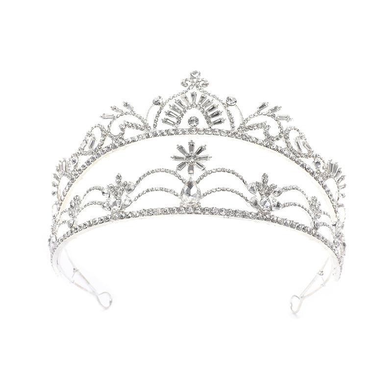 Crown Headdress Wedding Dress Golden Large Electroplated Crown Phoenix Coronet Women's Zinc Alloy Independent Packaging Rhinestone Headdress Bride H2839