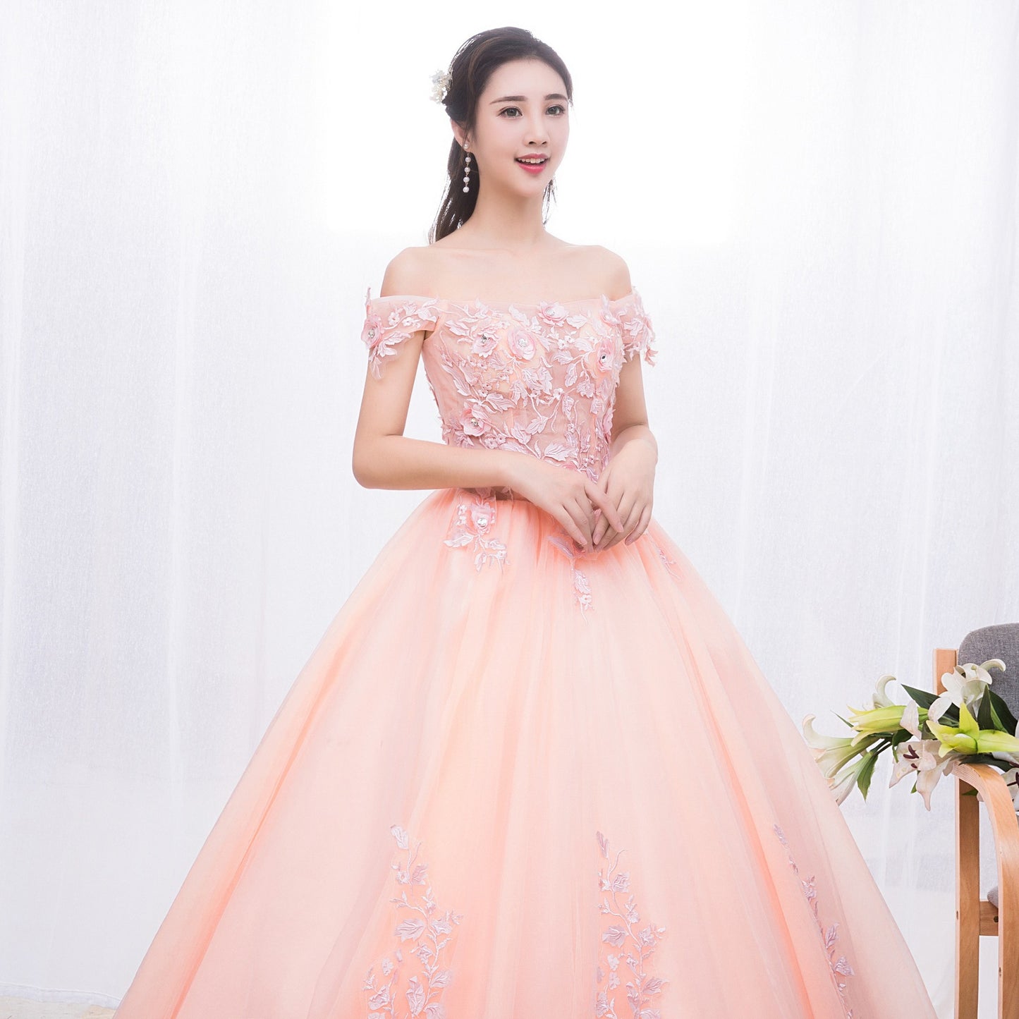 Adult Performance Chorus Clothing Female Student Graduation Party Bel Canto Solo Art Exam Dress Photo Studio Main Picture Photography Colored Mesh