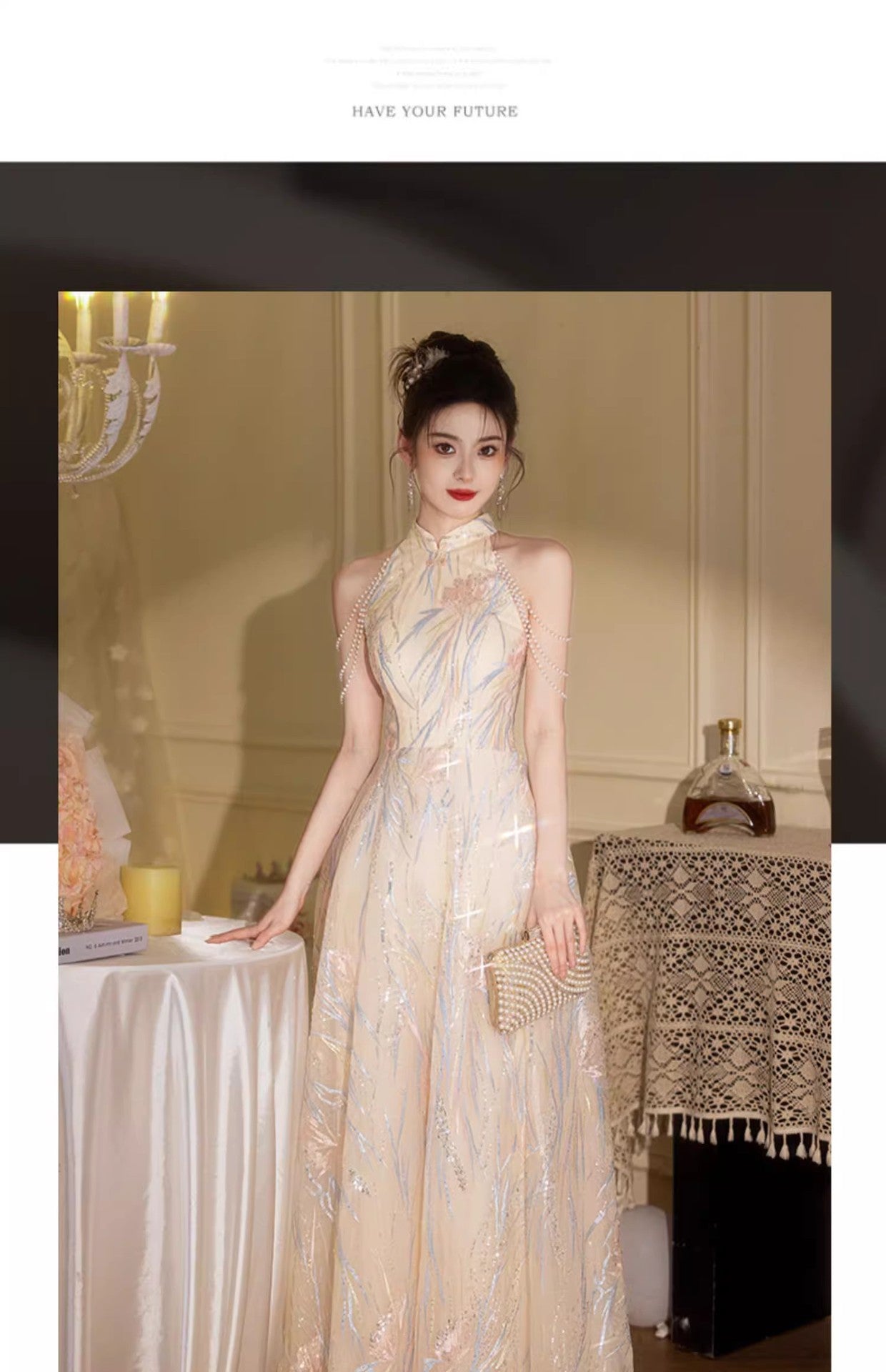 New Chinese Style High-End Light Luxury Engagement Evening Dress Women's 2024 New High-End Toast Dress Bride Temperament Long