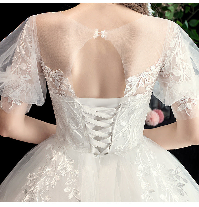 Wedding Dress 2024 New Korean Style Slim Fit Bridal Wedding Dress plus Size Lace Photo Studio Wedding Small H26