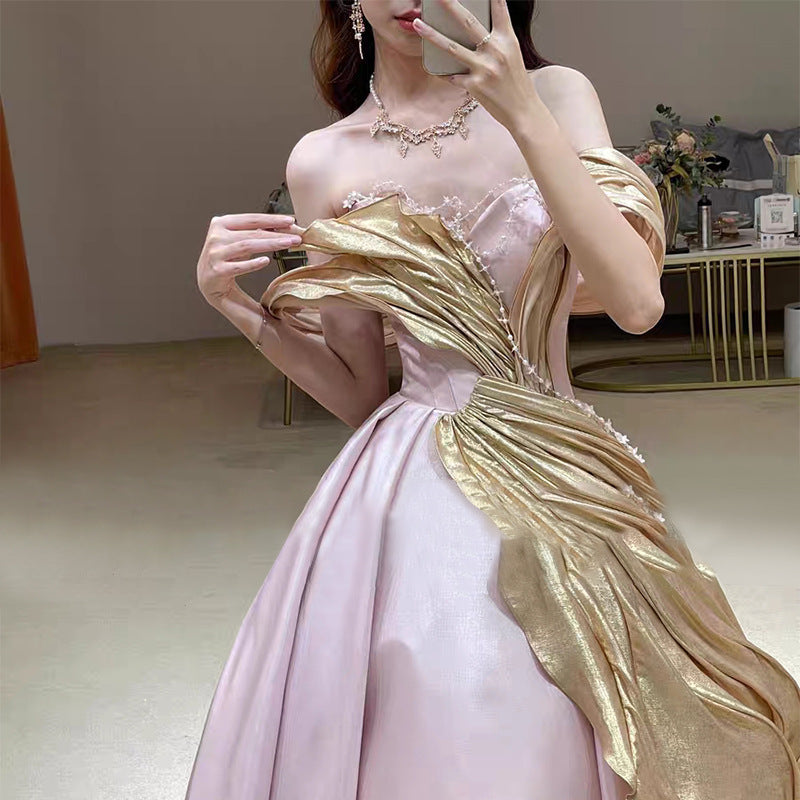 Light Purple Pink French Evening Dress Princess Dress 2024 Fashion Elegant Graceful Dress Adult Ceremony Birthday Pettiskirt