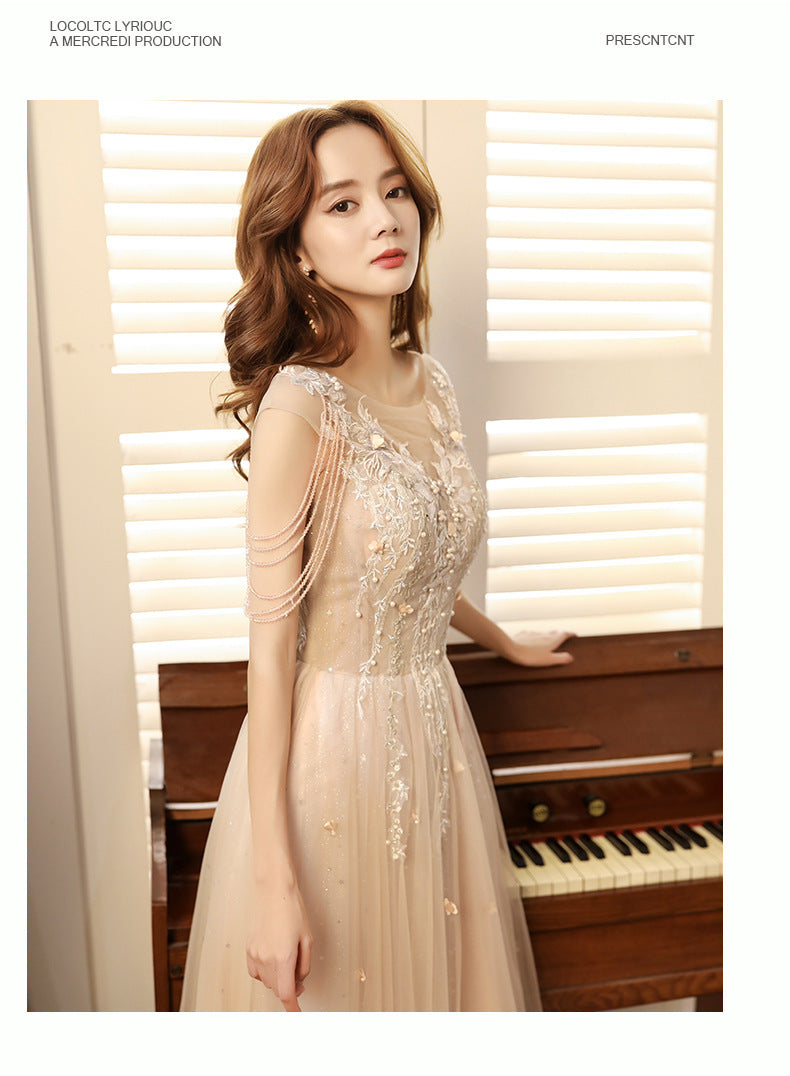 Shoulder Tassel Evening Dress 2024 New Banquet Long Elegant Sexy Socialite Dignified Annual Meeting Host Dress