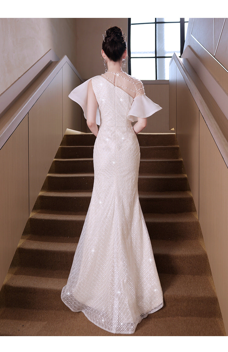 Evening Dress for Women Light Luxury Minority High-End High-Grade Host French Fishtail Heavy Industry Party Elegant