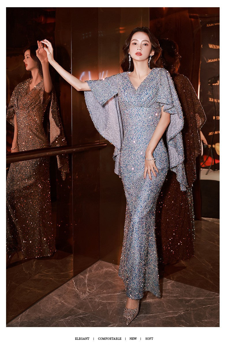 Shiny Evening Dress for Women Banquet Temperament High-End Affordable Luxury Niche High-Grade Sequined French Annual Meeting Host